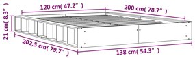 Estrutura de cama 120x200 cm madeira pinho maciça castanho cera