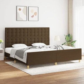 Estrutura de cama sem colchão 200x200 cm tecido castanho-escuro