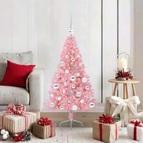 vidaXL Árvore de Natal Artificial Pré-iluminada Rosa 120 cm PVC