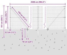 Cerca Euro com 13 Postes de Ponta 1x25 m Aço Galvanizado Verde