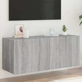 vidaXL Móvel de parede p/ TV c/ luzes LED 100x35x41 cm cinzento sonoma