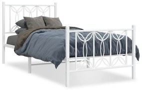 Estrutura de cama com cabeceira e pés 75x190 cm metal branco