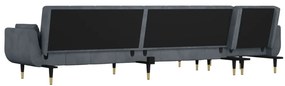 Sofá-cama em forma de L 275x140x70 cm veludo cinzento-escuro