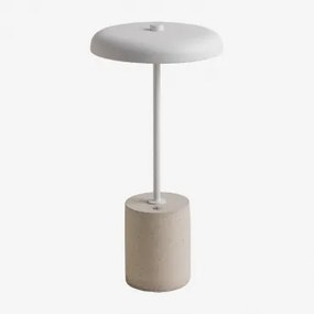 Lâmpada De Mesa Led Sem Fios Em Ferro E Cimento Tamila Branco - Sklum