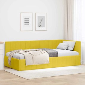 vidaXL Estrutura de Cama de Canto Amarelo 90 cm x 190 cm Veludo