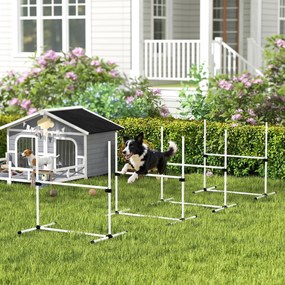 Conjunto de Treinamento de Agilidade para Cães 4 Peças Obstáculos de Salto com Altura Ajustável 99x65x94 cm  Azul