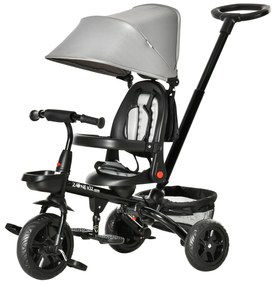 Triciclo Infantil 4 em 1 Bicicleta para Crianças 1-5 Anos com Assento Giratório Capô Ajustável Guidão de Empurre e Apoio para os Pés Dobrável 111,5x52