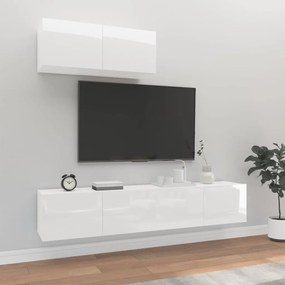 vidaXL 3 pcs conjunto móveis de TV madeira processada branco brilhante