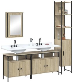 vidaXL 4 pcs conj. móveis casa banho derivados madeira carvalho sonoma