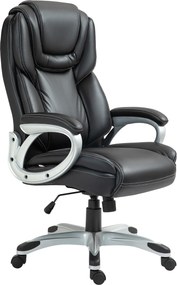 Cadeira de escritório com função de balanço e rodas giratórias a 360°, 66 x 75,5 x 115,5-124,5 cm, preta