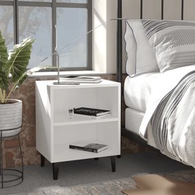 805798 vidaXL Mesas de cabeceira pernas em metal 2 pcs 40x30x50 cm branco