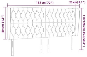 Cabeceira cama c/ abas veludo 183x23x118/128 cm cinzento-claro