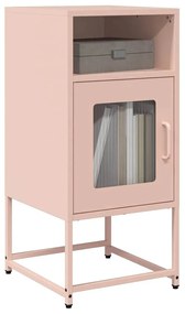 vidaXL Mesa de cabeceira 36x39x78 cm aço laminado a frio rosa