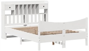 Cama sem colchão 140x190 cm madeira de pinho maciça branco