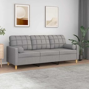 vidaXL Sofá 2 lugares c/ almofadas/almofadões 120cm tecido cinza-claro