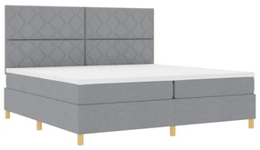 Cama Box com Colchão e Luz LED Cinza Claro 200x200 cm Tecido