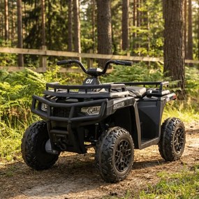 Moto 4 eletrica Crianças ATV WOLF 24V 4x4, 4 motores 200W, Rodas de espuma EVA, Assento Couro ecológico Preta