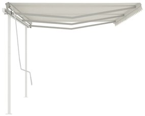 Toldo retrátil manual com postes 6x3 m cor creme