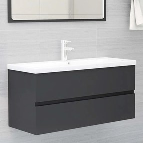 vidaXL Armário lavatório 100x38,5x45 cm derivados de madeira cinzento
