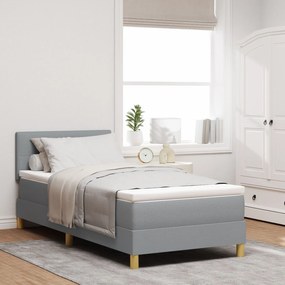 Cama Box Spring com Colchão Cinza Claro 90x200 cm Tecido