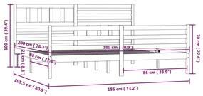 Estrutura de cama super king 180x200 cm madeira maciça branco