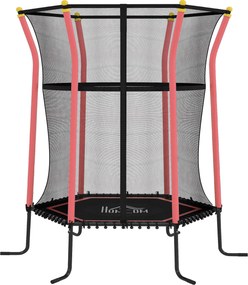 HOMCOM Trampolim Criança com Rede de Segurança e Estrutura de Aço para Interiores e Exteriores Carga 50kg Ø163,5x190 cm Vermelho | Aosom Portugal