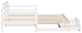 Sofá-cama com gavetão e gavetas sem colchão 90x200 cm branco
