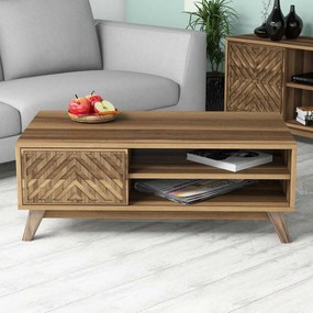 Mesa de Centro "Inci" – 105x60x38.2 cm – Nogueira - Design Moderno