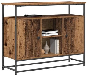 Sideboard vidaXL Madeira Velha 100x35x80 cm Aglomerado e Aço