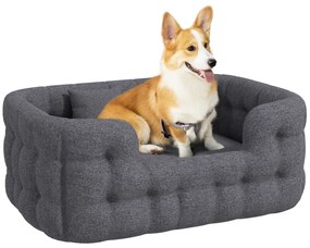 PawHut Cama para Cães Médios Cama para Animais de Estimação com 2 Almofadas Cama para Cães com Base Antiderrapante 90x60x35 cm Cinza