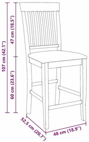 Bancos de bar com almofadões 2pcs madeira de seringueira maciça