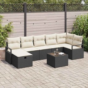 Conjunto de Sofá de Jardim vidaXL com Almofadas Pretas em Rattan Sintético