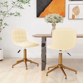vidaXL Cadeiras de jantar giratórias 2 pcs veludo cor creme