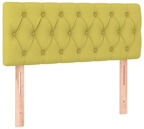 Cabeceira de cama c/ luzes LED tecido 100x7x78/88 cm verde