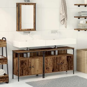vidaXL Gabinete de Lavabo com Lavabo Embutido Madeira Antiga Em Madeira de Engenharia
