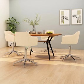 vidaXL Cadeiras de jantar giratórias 4 pcs tecido cor creme