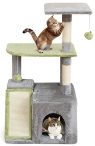 Prateleiras de parede para gatos, 5 peças, conjunto de móveis de parede para árvores de gatos com 2 redes, degraus de cama, postes de arranhar de juta natural