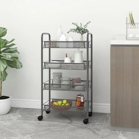 vidaXL Carrinho de cozinha c/ 4 prateleiras ferro 46x26x85 cm cinzento