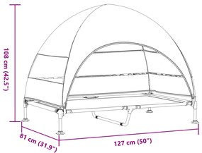 Cama Elevada para Cães com Toldo Removível Cinza Prateado XL Aço