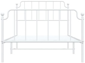 Estrutura de cama com cabeceira e pés 107x203 cm metal branco