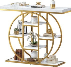 Mesa Consola de Entrada, 100 x 30 x 815 cm, 6 Prateleiras, Branco