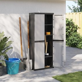 Móvel de arrumação para exterior 65x37x165 PP cinzento e preto