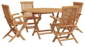 vidaXL Conjunto de Jantar para Jardim 5 pcs Castanho