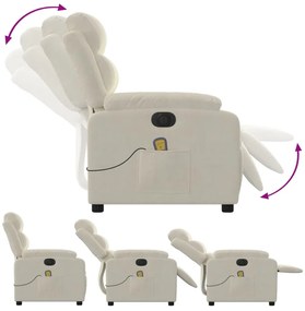 Poltrona de massagens reclinável elétrica veludo cor creme
