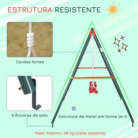 Outsunny Conjunto de Baloiços para Crianças acima de 3 Anos com Suport