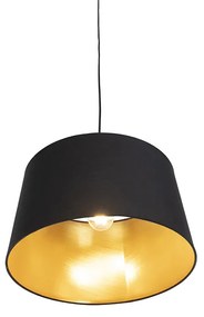 Candeeiro de suspensão com abajur de algodão preto com ouro 40 cm - Combi Clássico / Antigo