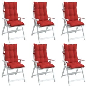 Almofadões p/ cadeira encosto alto 6 pcs tecido oxford vermelho