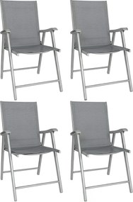 Conjunto de 4 Cadeiras de Campismo Dobráveis Cadeiras de Jardim com Tecido Textilene Respirável 58x62x97 cm Cinza Claro