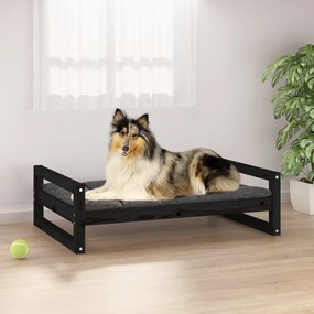 Cama para cães 95,5x65,5x28 cm madeira de pinho maciça preto