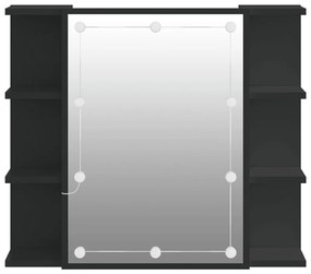 Armário espelhado com luzes LED 70x16,5x60 cm preto